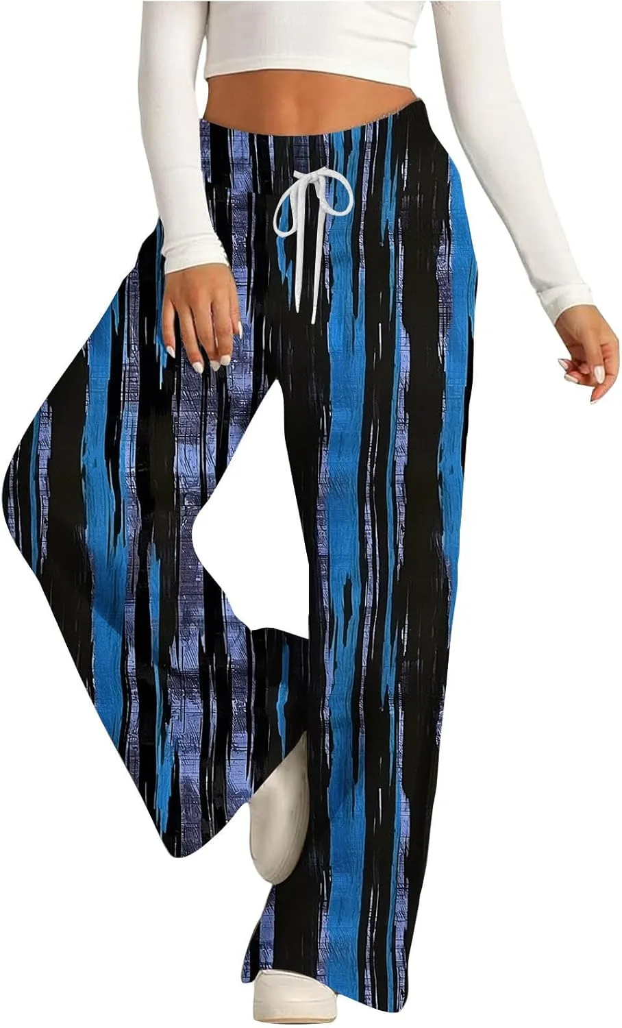 Ladies Print Pants Sweat Pants for Women Work Out Gym High Cut Flare Wide Leg Fall Summer 2025