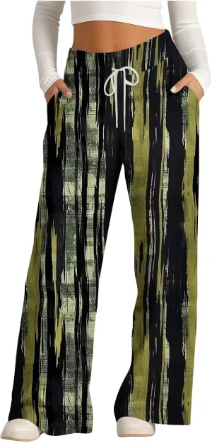 Ladies Print Pants Sweat Pants for Women Work Out Gym High Cut Flare Wide Leg Fall Summer 2025