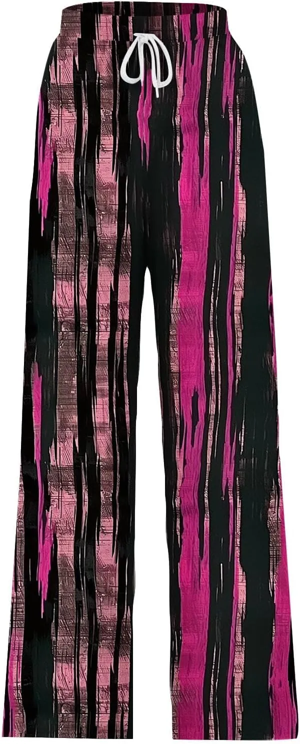 Ladies Print Pants Sweat Pants for Women Work Out Gym High Cut Flare Wide Leg Fall Summer 2025