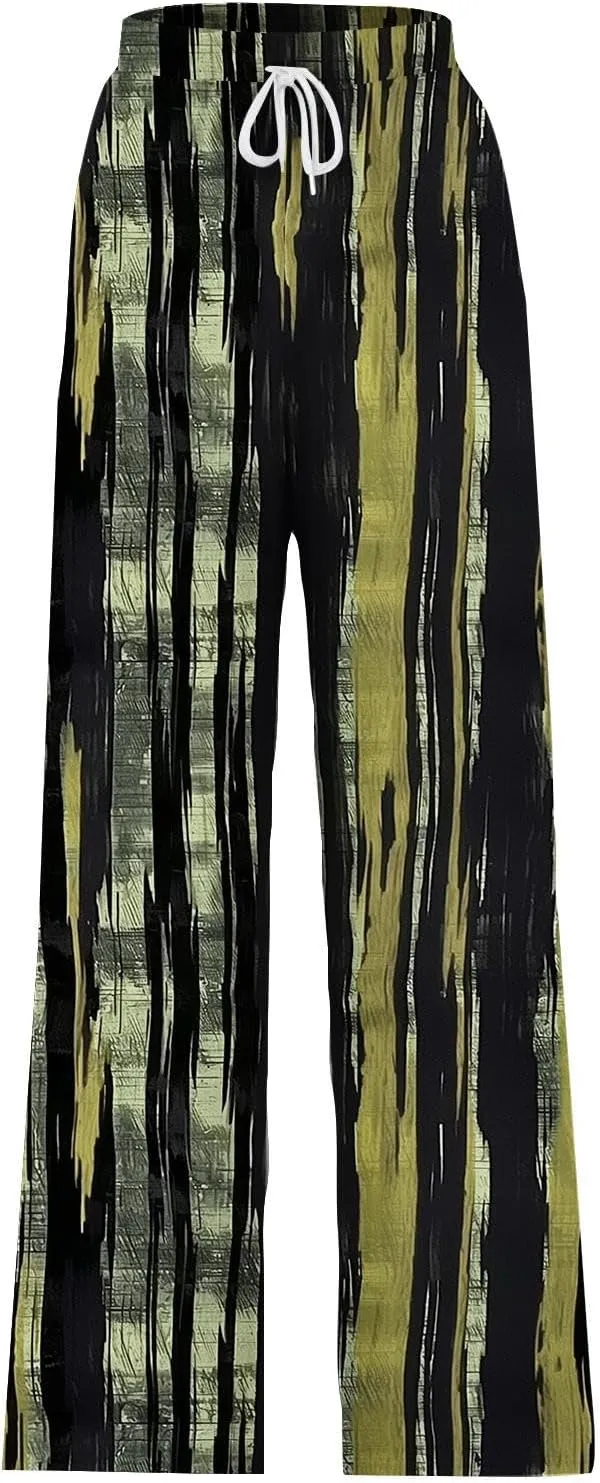 Ladies Print Pants Sweat Pants for Women Work Out Gym High Cut Flare Wide Leg Fall Summer 2025
