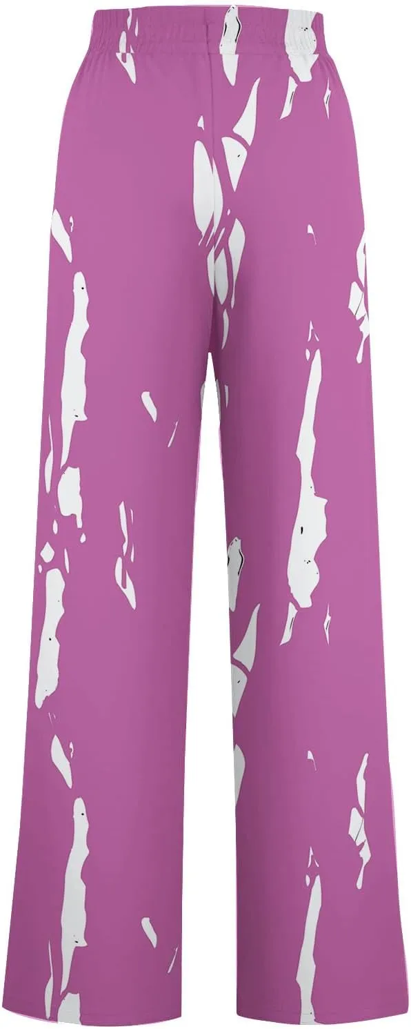 Ladies Print Pants Sweat Pants for Women Work Out Gym High Cut Flare Wide Leg Fall Summer 2025