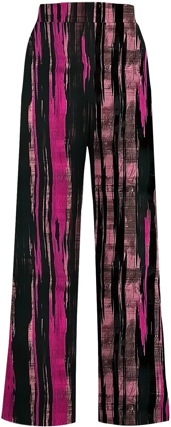 Ladies Print Pants Sweat Pants for Women Work Out Gym High Cut Flare Wide Leg Fall Summer 2025