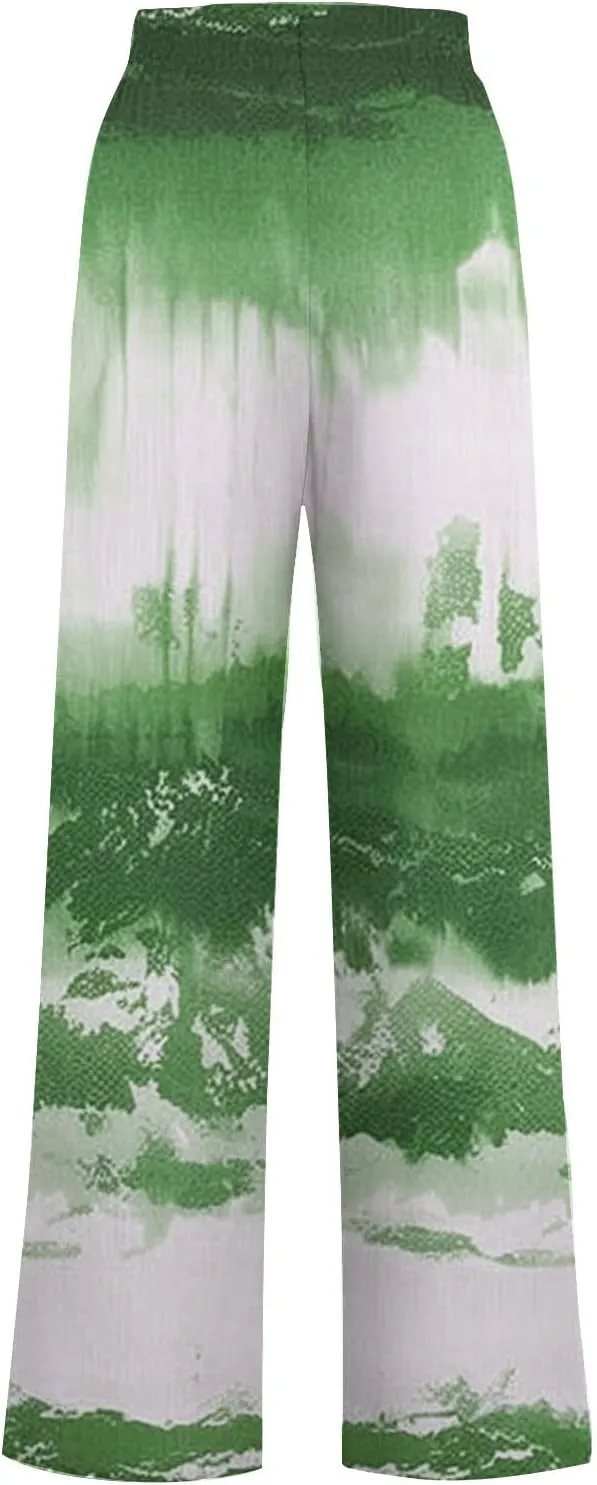 Ladies Print Pants Sweat Pants for Women Work Out Gym High Cut Flare Wide Leg Fall Summer 2025