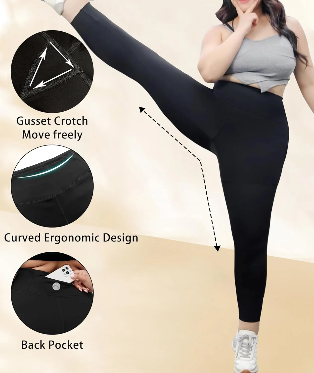 LALAGEN Womens Plus Size Fleece Lined Leggings Water Resistant Thermal Winter Warm High Waisted Workout Pants with Pockets