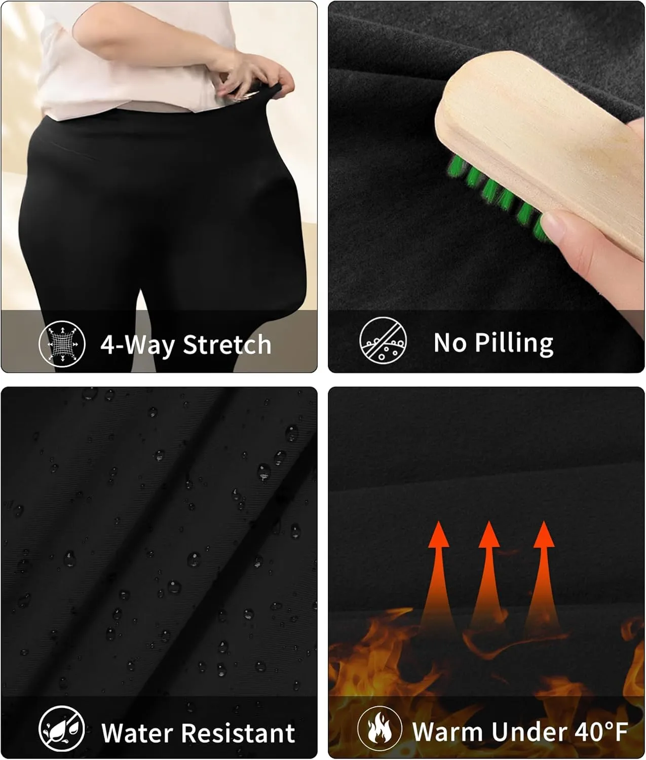 LALAGEN Womens Plus Size Fleece Lined Leggings Water Resistant Thermal Winter Warm High Waisted Workout Pants with Pockets