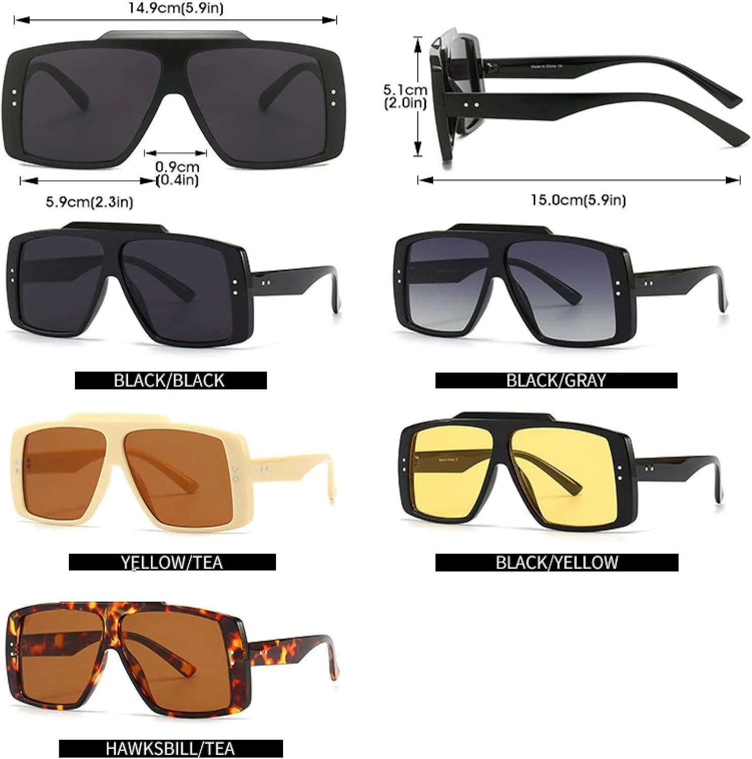 Large Frame Sunglasses Women Vintage Oversized Sun Glasses Men Fashion Luxury Flat Top Shades