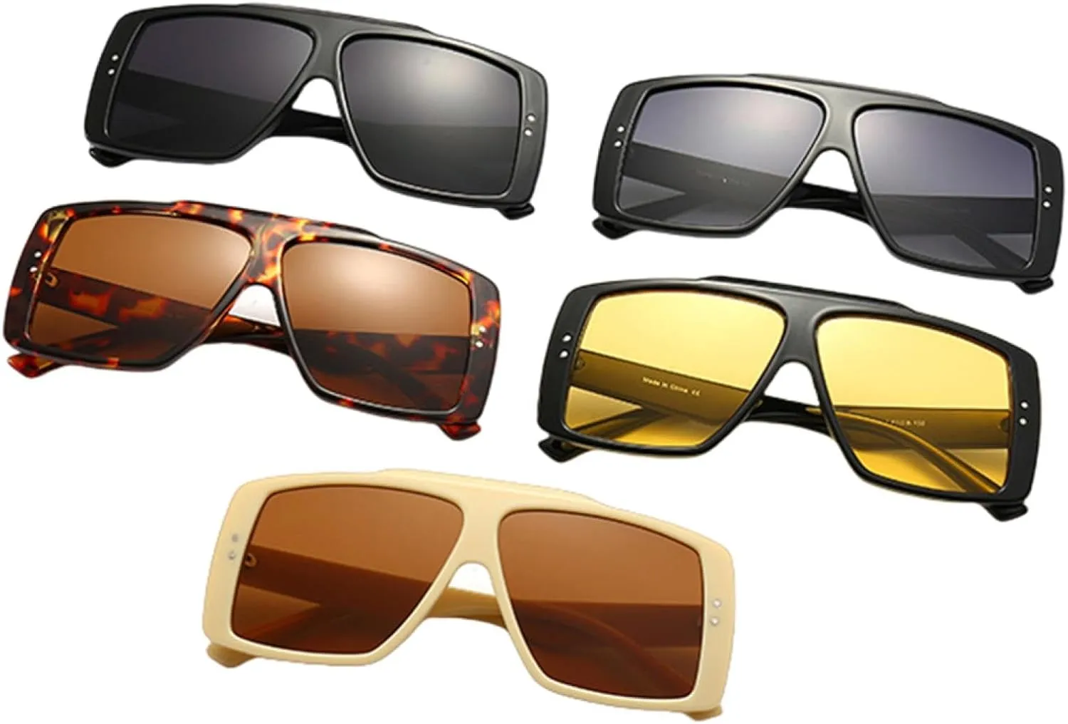 Large Frame Sunglasses Women Vintage Oversized Sun Glasses Men Fashion Luxury Flat Top Shades