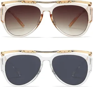 laureles 2Pack Mix Fashion Oversized Cat Eye Y2k Women Sunglasses Vintage Leopard Gradient Sun Glasses Men