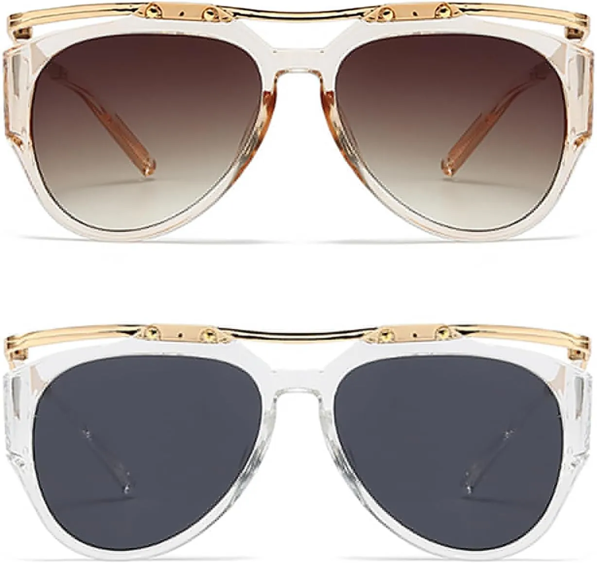 laureles 2Pack Mix Fashion Oversized Cat Eye Y2k Women Sunglasses Vintage Leopard Gradient Sun Glasses Men