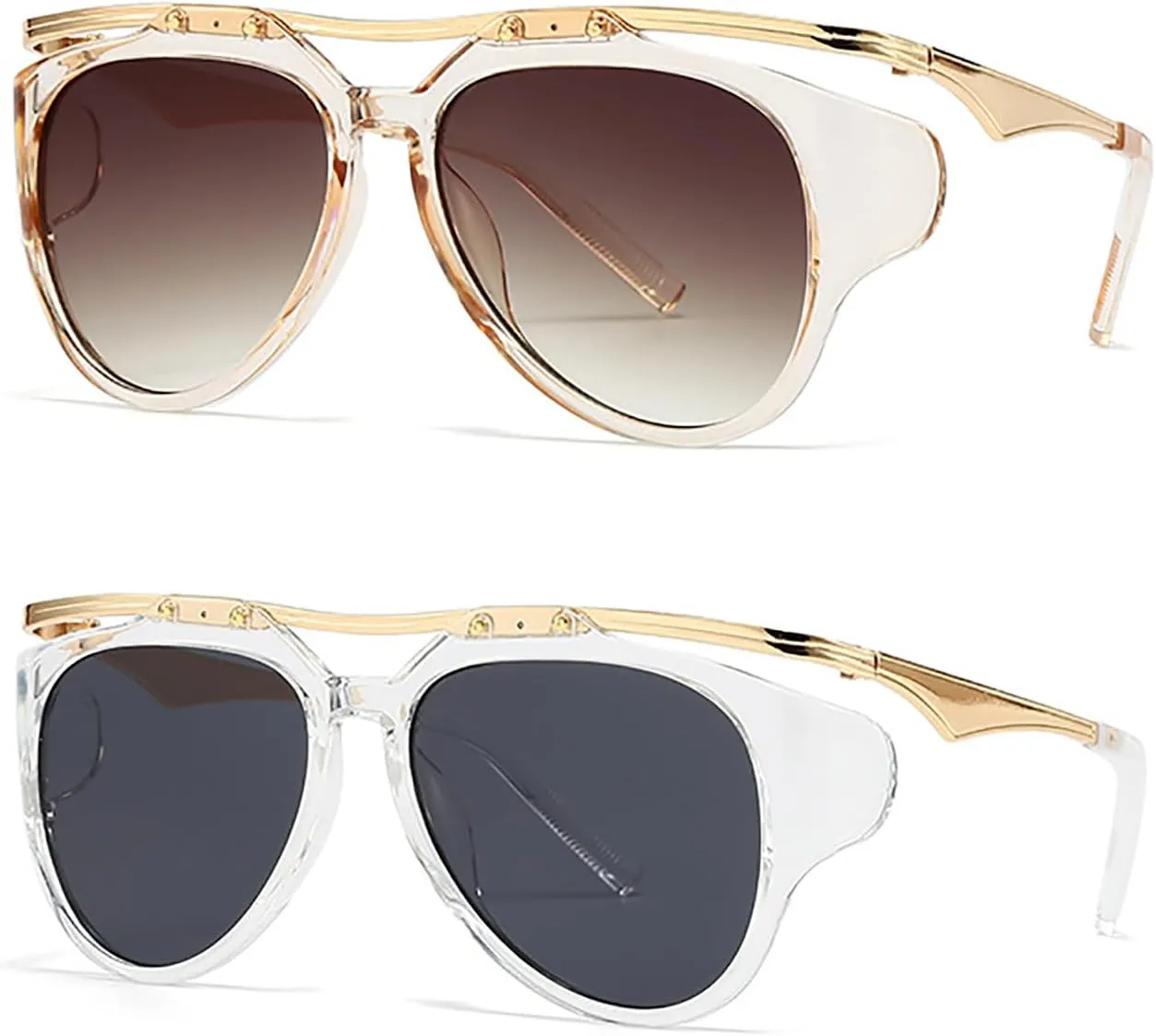 laureles 2Pack Mix Fashion Oversized Cat Eye Y2k Women Sunglasses Vintage Leopard Gradient Sun Glasses Men