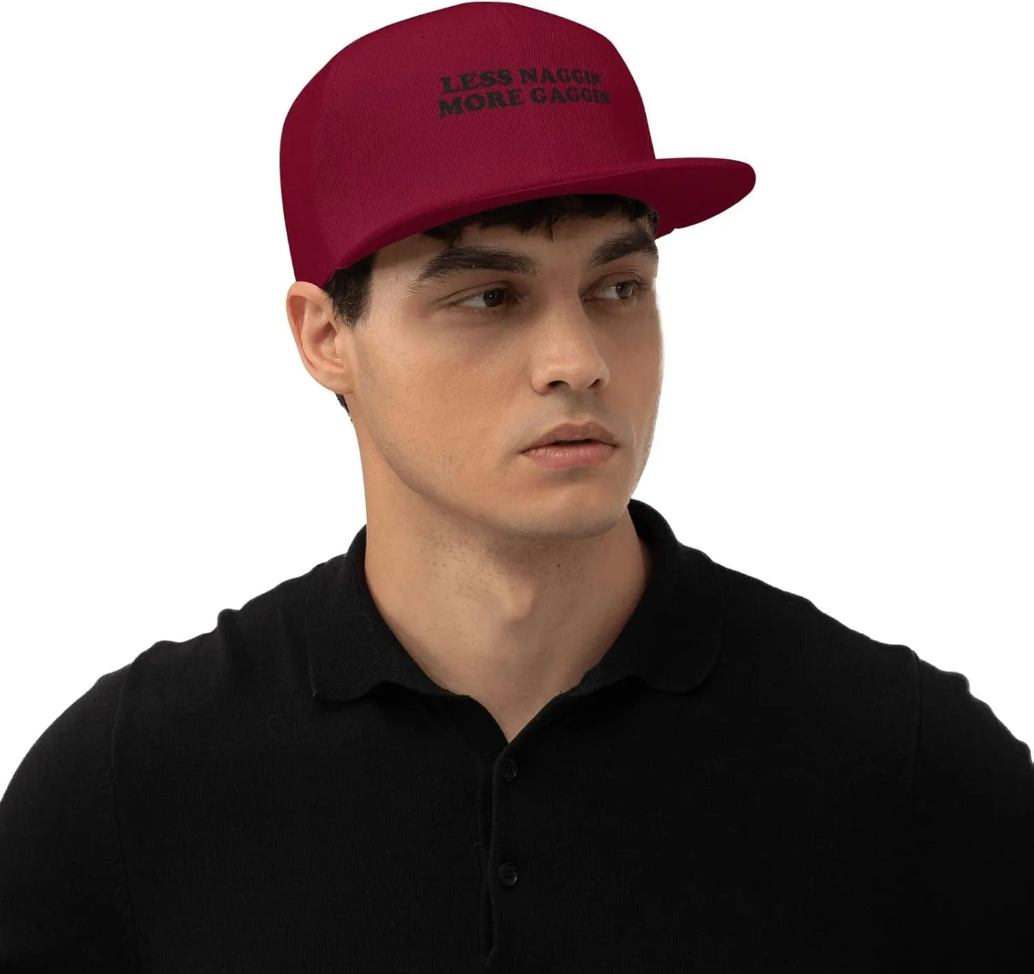 Less Naggin' More Gaggin' Flat Brim Baseball Cap,Classic Snapback Hat Adjustable Trucker Hats for Men & Women,Black