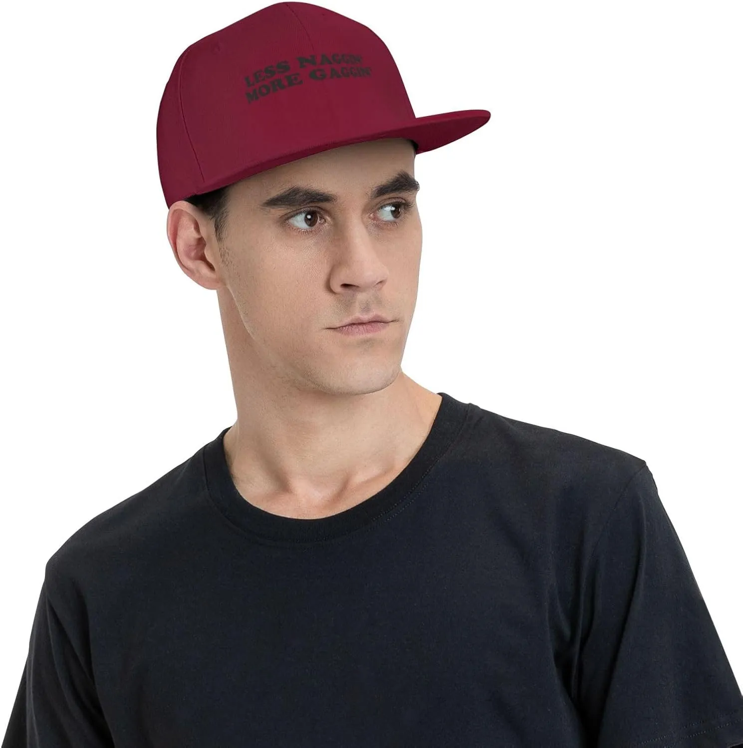 Less Naggin' More Gaggin' Flat Brim Baseball Cap,Classic Snapback Hat Adjustable Trucker Hats for Men & Women,Black