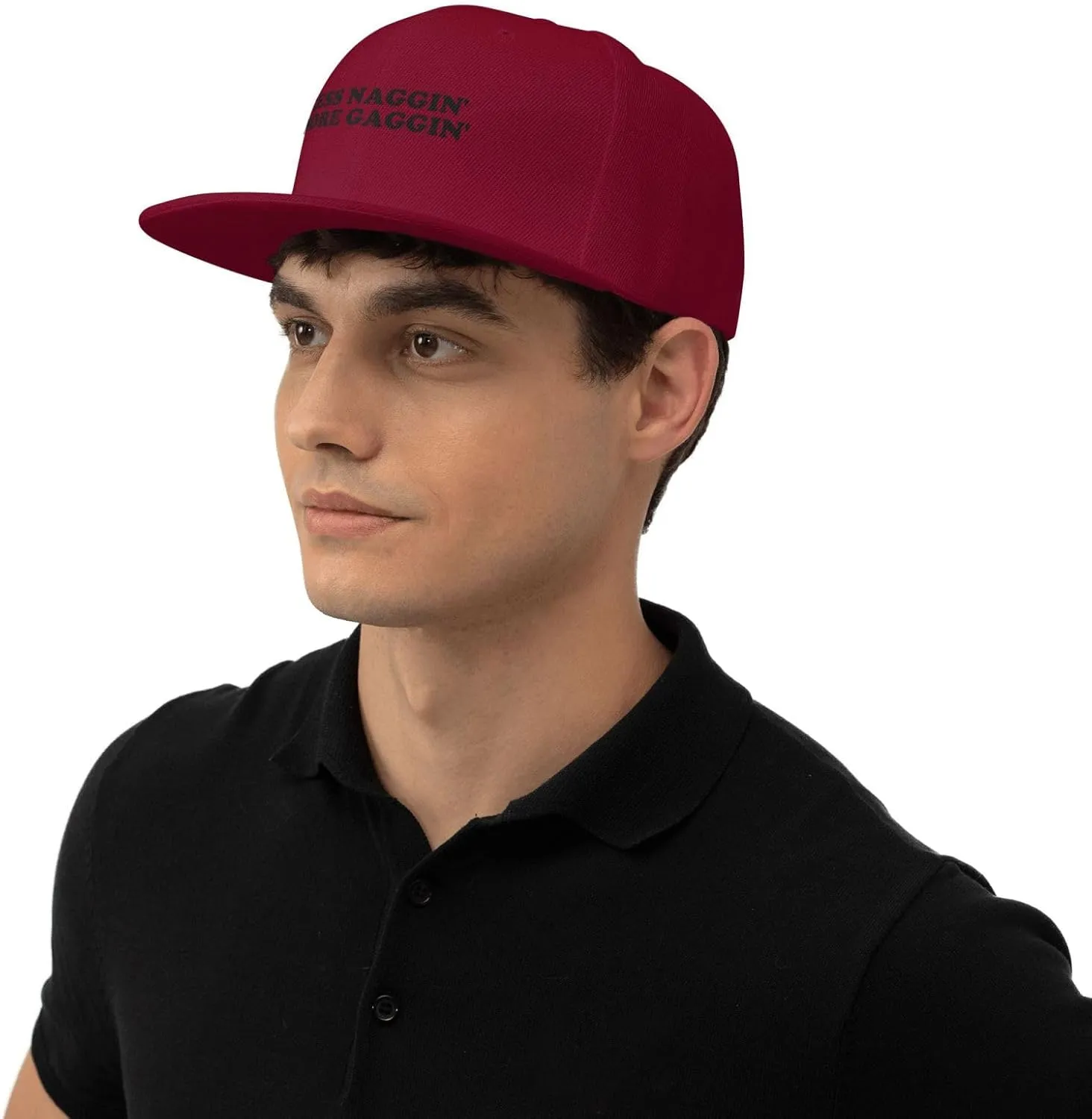 Less Naggin' More Gaggin' Flat Brim Baseball Cap,Classic Snapback Hat Adjustable Trucker Hats for Men & Women,Black