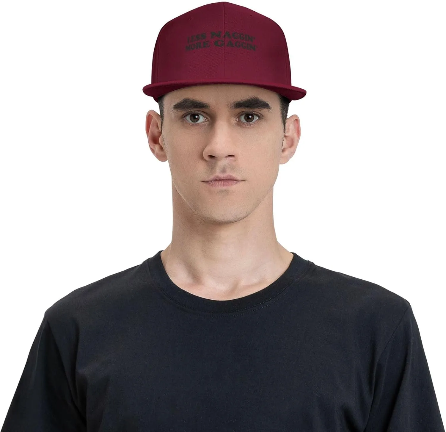 Less Naggin' More Gaggin' Flat Brim Baseball Cap,Classic Snapback Hat Adjustable Trucker Hats for Men & Women,Black