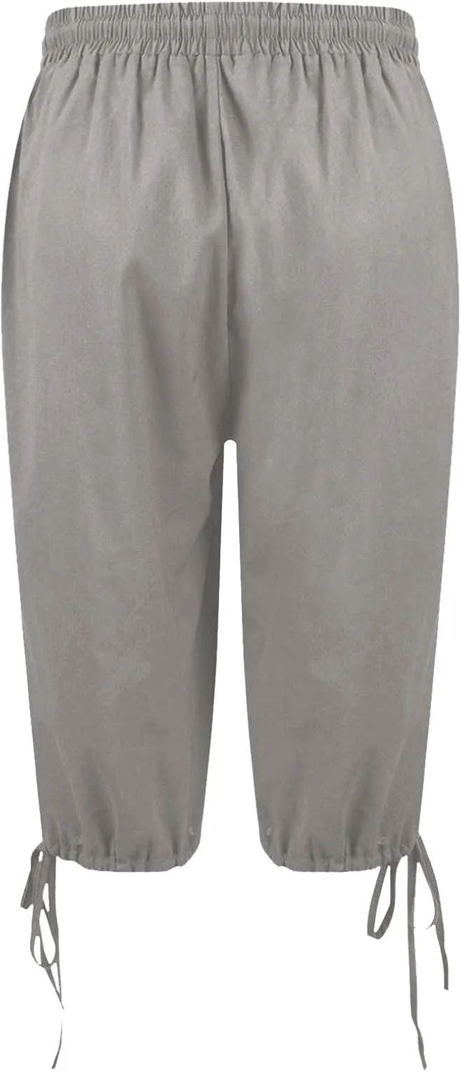 Linen Bermuda Shorts for Women Knee Length Elastic Waist Casual Shorts Loose Fit Comfy Linen Beach Pants with Pockets