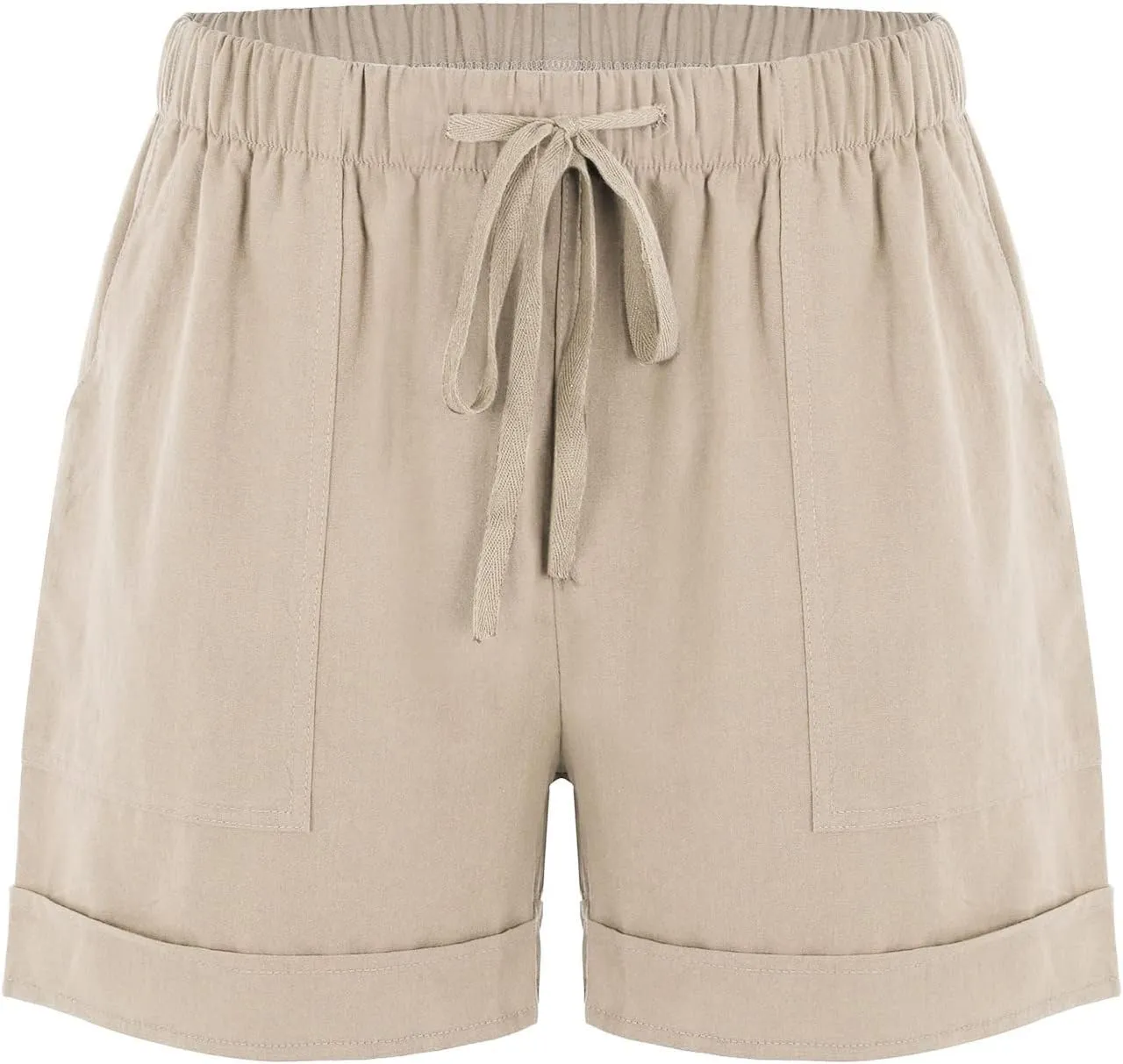Linen Paperbag Shorts for Women High Waisted Wide Leg Pants Drawstring Baggy Sweatpants Summer Bermuda Shorts, Medium