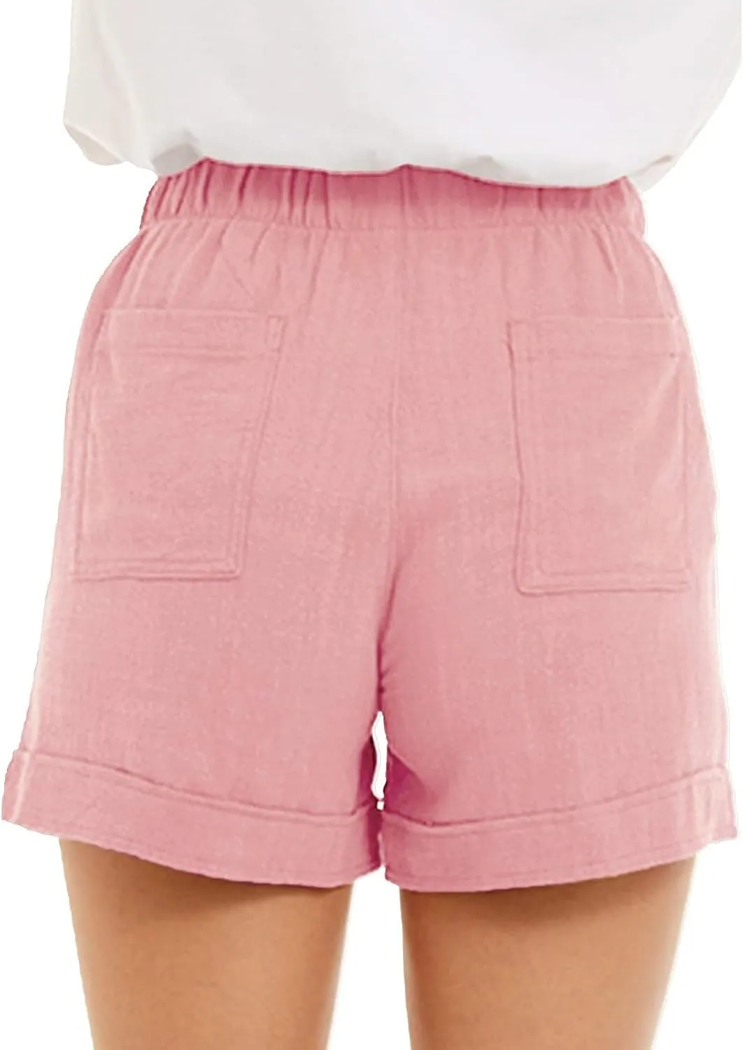Linen Paperbag Shorts for Women High Waisted Wide Leg Pants Drawstring Baggy Sweatpants Summer Bermuda Shorts, Medium