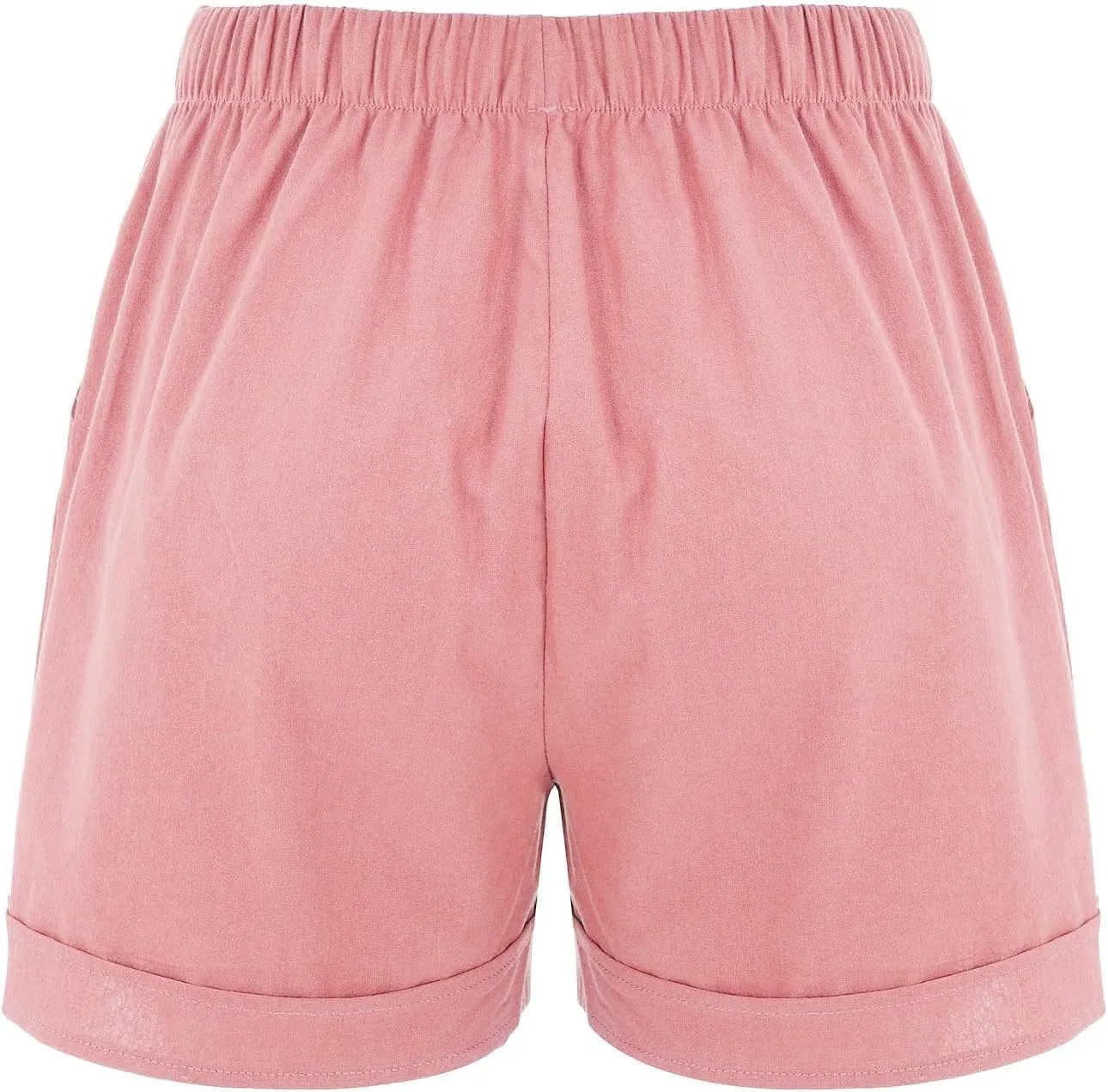 Linen Paperbag Shorts for Women High Waisted Wide Leg Pants Drawstring Baggy Sweatpants Summer Bermuda Shorts, Medium
