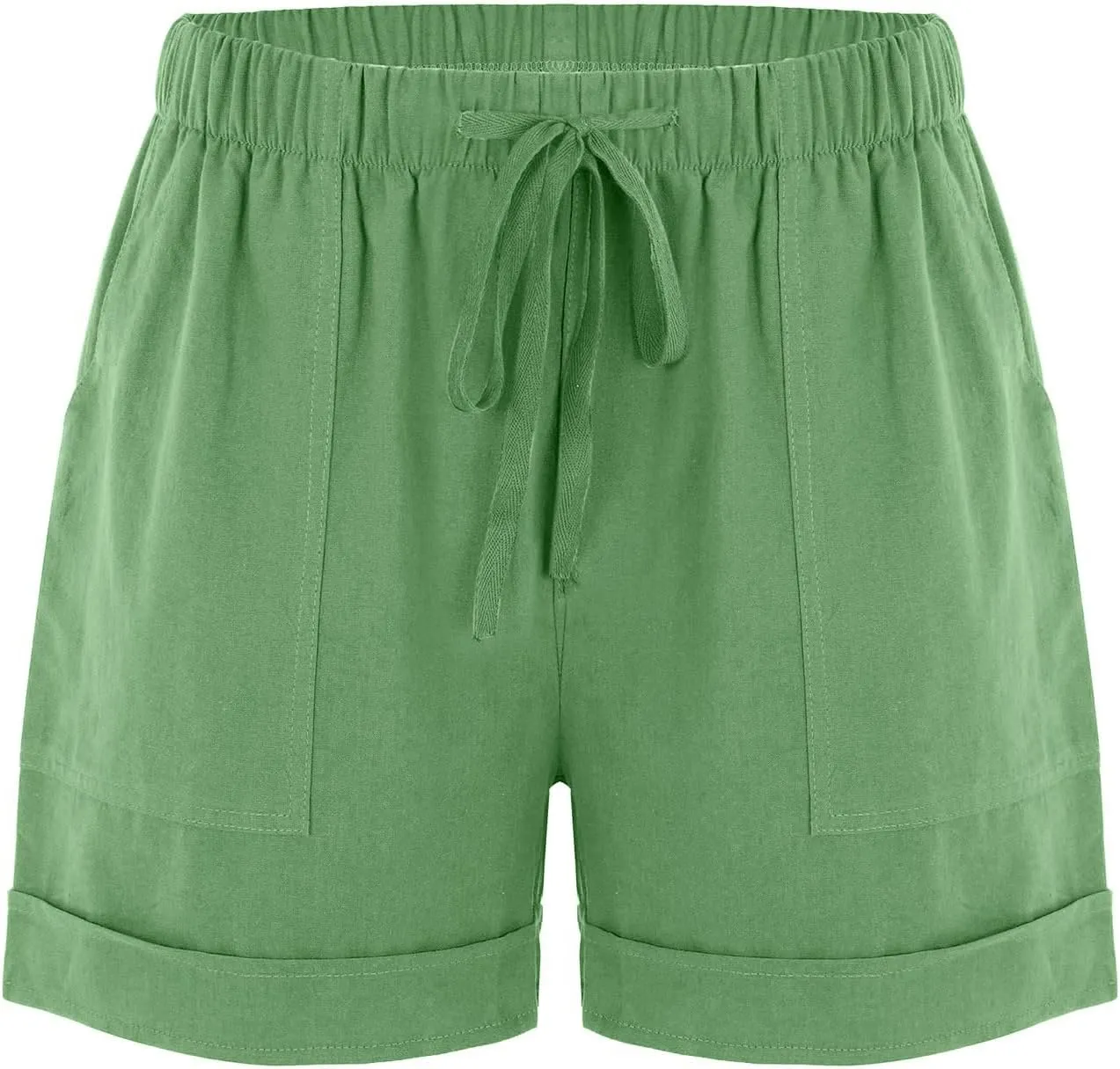 Linen Paperbag Shorts for Women High Waisted Wide Leg Pants Drawstring Baggy Sweatpants Summer Bermuda Shorts, Medium