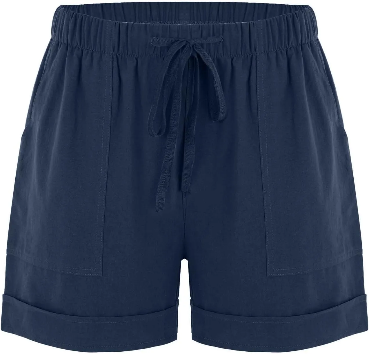 Linen Paperbag Shorts for Women High Waisted Wide Leg Pants Drawstring Baggy Sweatpants Summer Bermuda Shorts, Medium
