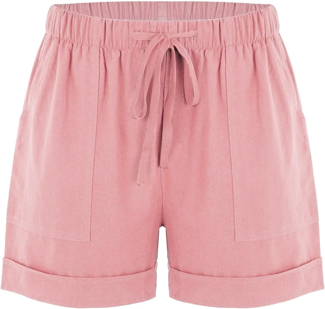 Linen Paperbag Shorts for Women High Waisted Wide Leg Pants Drawstring Baggy Sweatpants Summer Bermuda Shorts, Medium