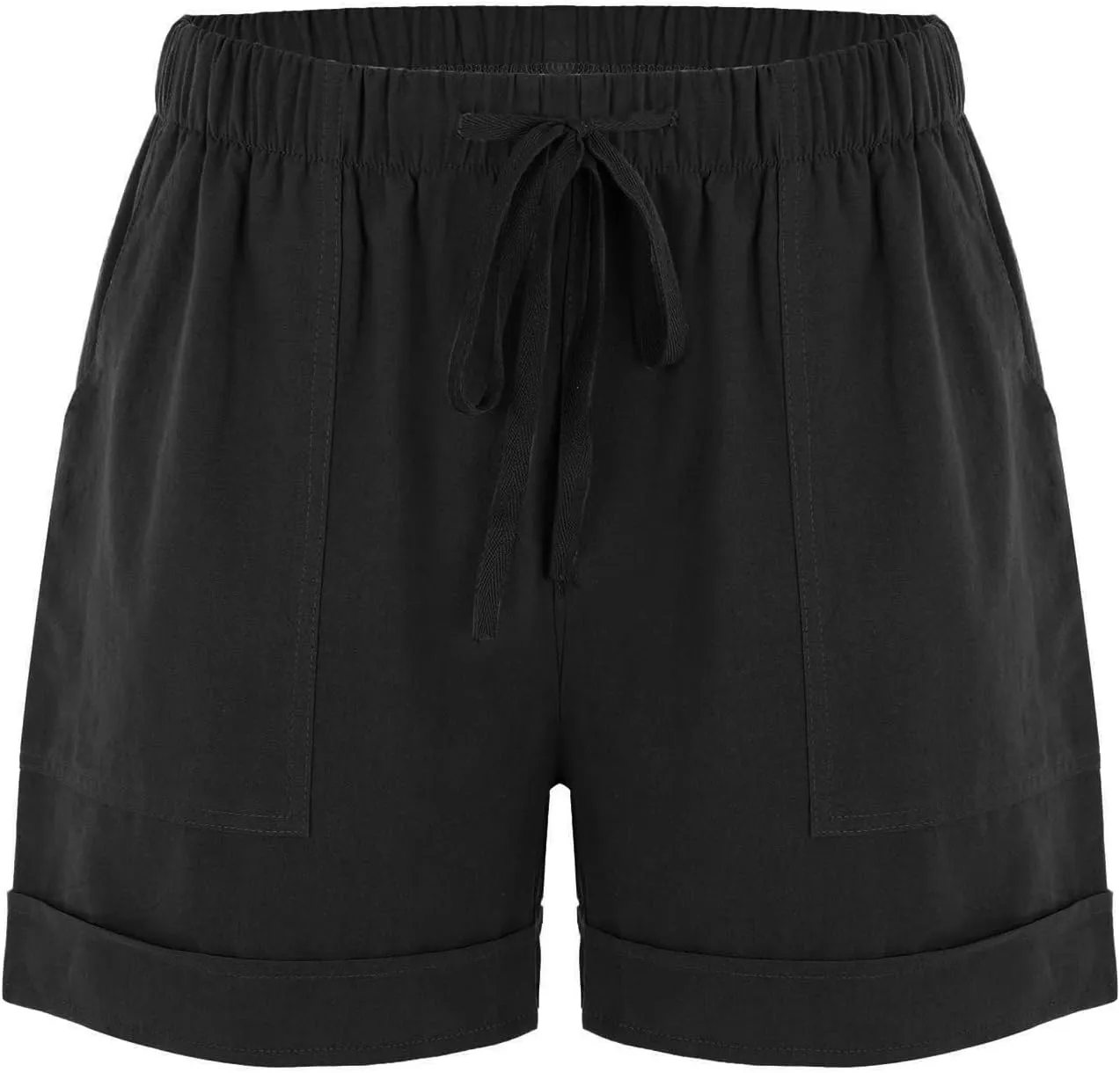 Linen Paperbag Shorts for Women High Waisted Wide Leg Pants Drawstring Baggy Sweatpants Summer Bermuda Shorts, Medium