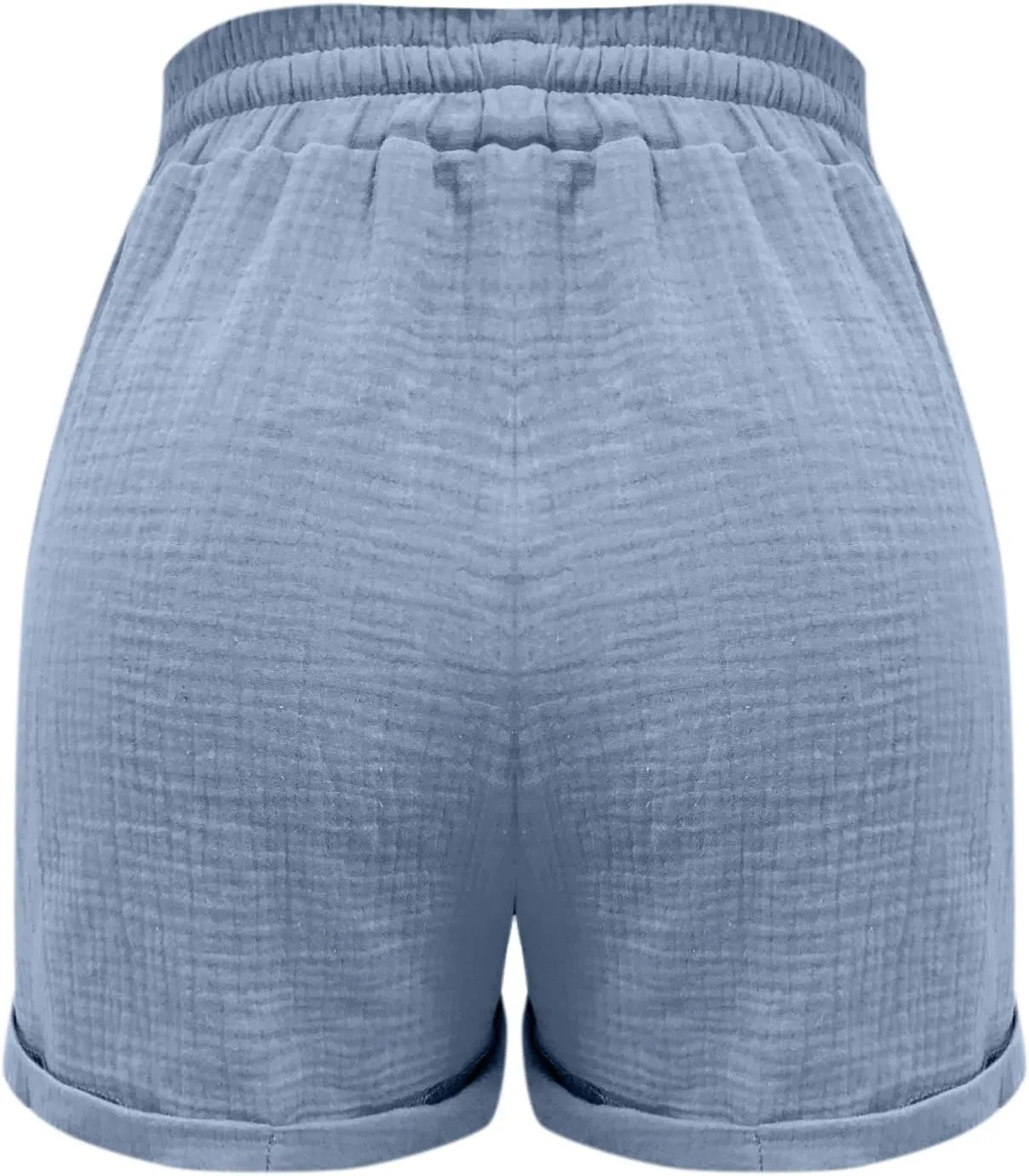 Linen Shorts for Women Drawstring Loose Breathable Summer Elastic Waist Casual Lightweight Shorts with Pockets Beach