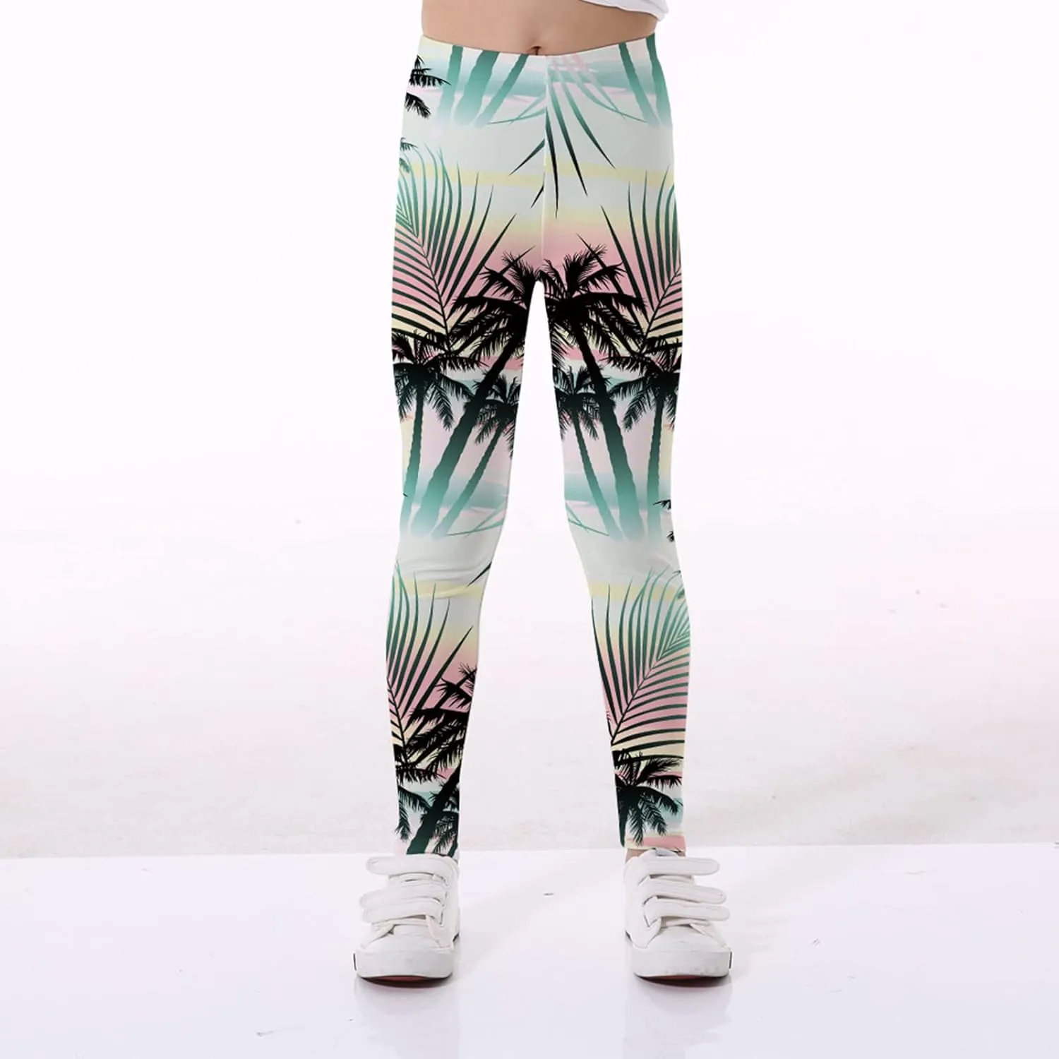 Little Girls' Printed Leggings Toddlers Active Stretch Leggings Kids Yoga Pants Performance Sports Tights