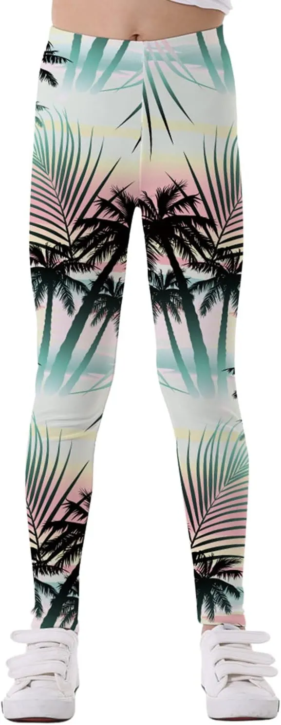 Little Girls' Printed Leggings Toddlers Active Stretch Leggings Kids Yoga Pants Performance Sports Tights