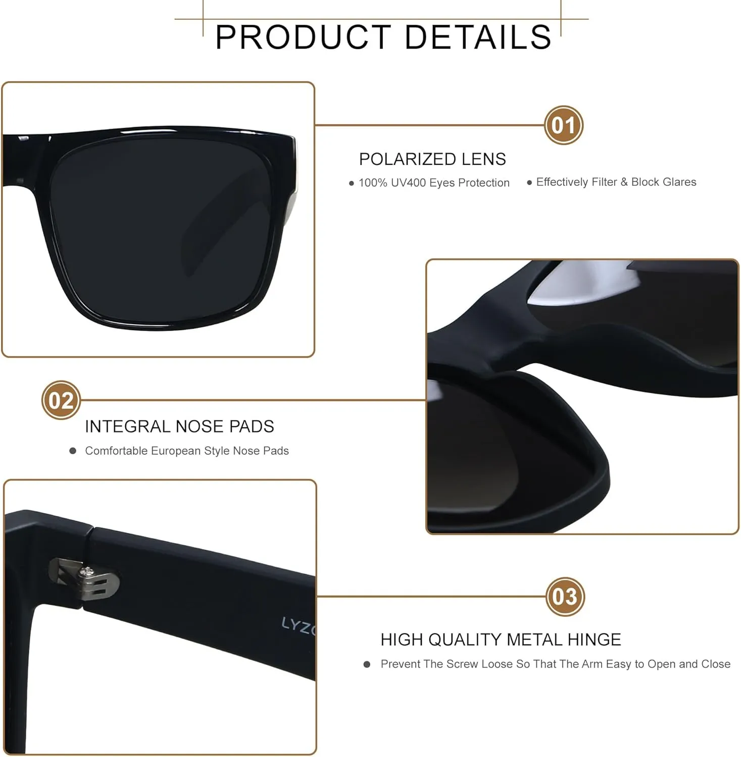 LYZOIT Extra Large Sunglasses for Big Wide Heads Mens Polarized XL Oversized Square Sun Glasses