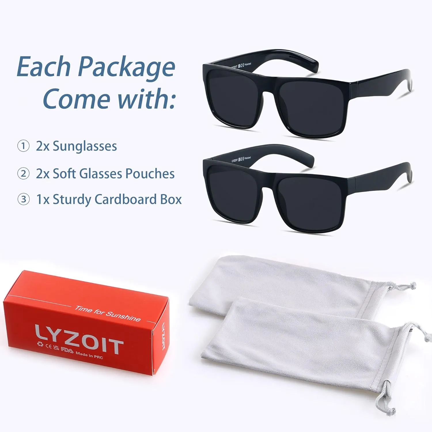 LYZOIT Extra Large Sunglasses for Big Wide Heads Mens Polarized XL Oversized Square Sun Glasses