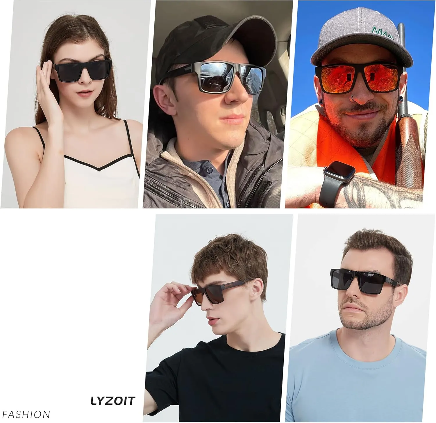 LYZOIT Square Sunglasses for Men Women Polarized Oversized Big UV Protection Rectangle Shades