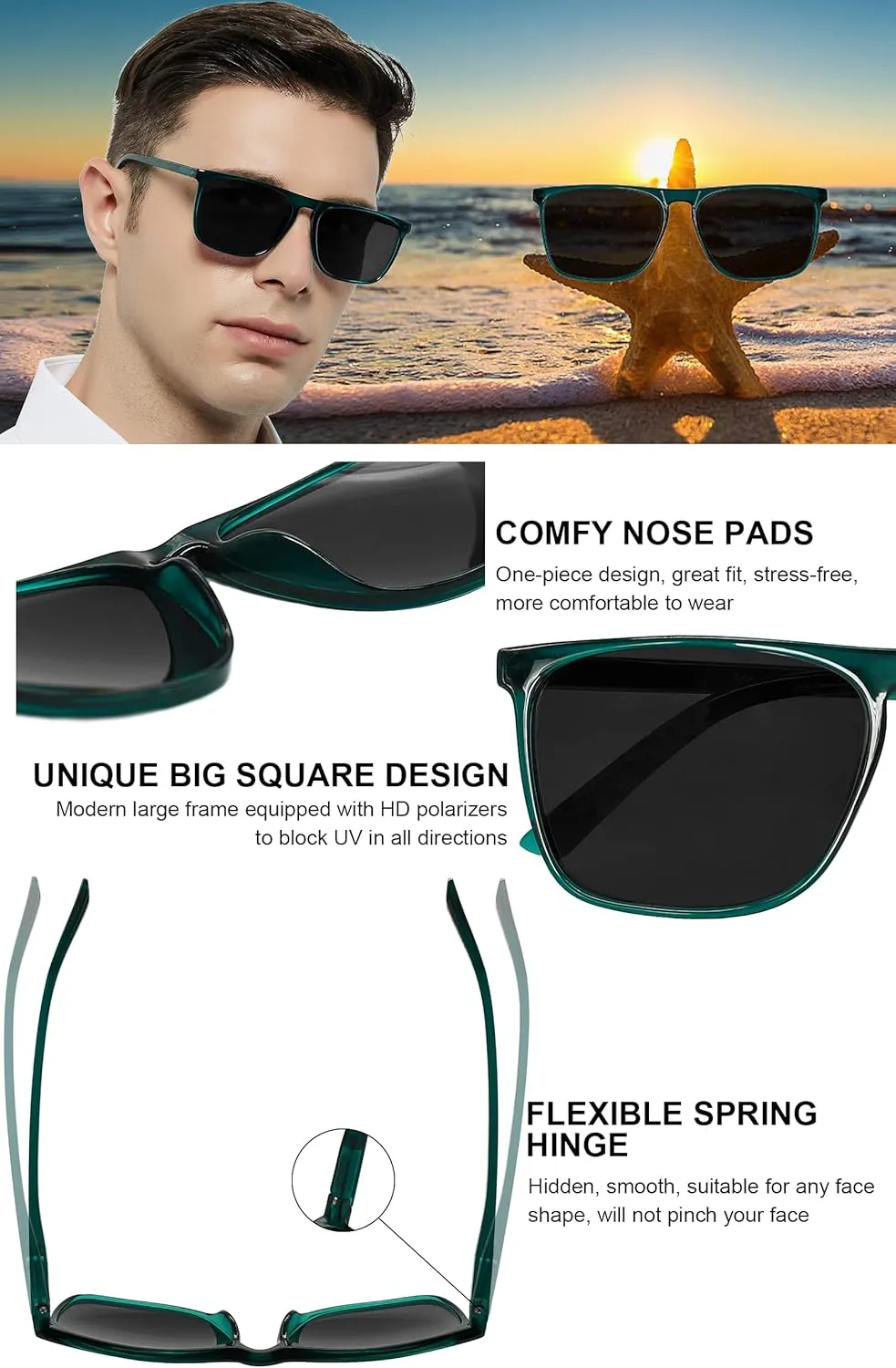 MARE AZZURO Oversized Polarized Sunglasses Women Men Driving Fishing Sports Sun Glasses UV400 Protection Party Beach Sunnies
