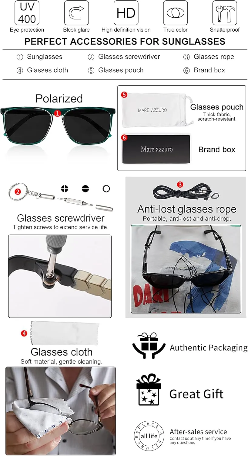 MARE AZZURO Oversized Polarized Sunglasses Women Men Driving Fishing Sports Sun Glasses UV400 Protection Party Beach Sunnies