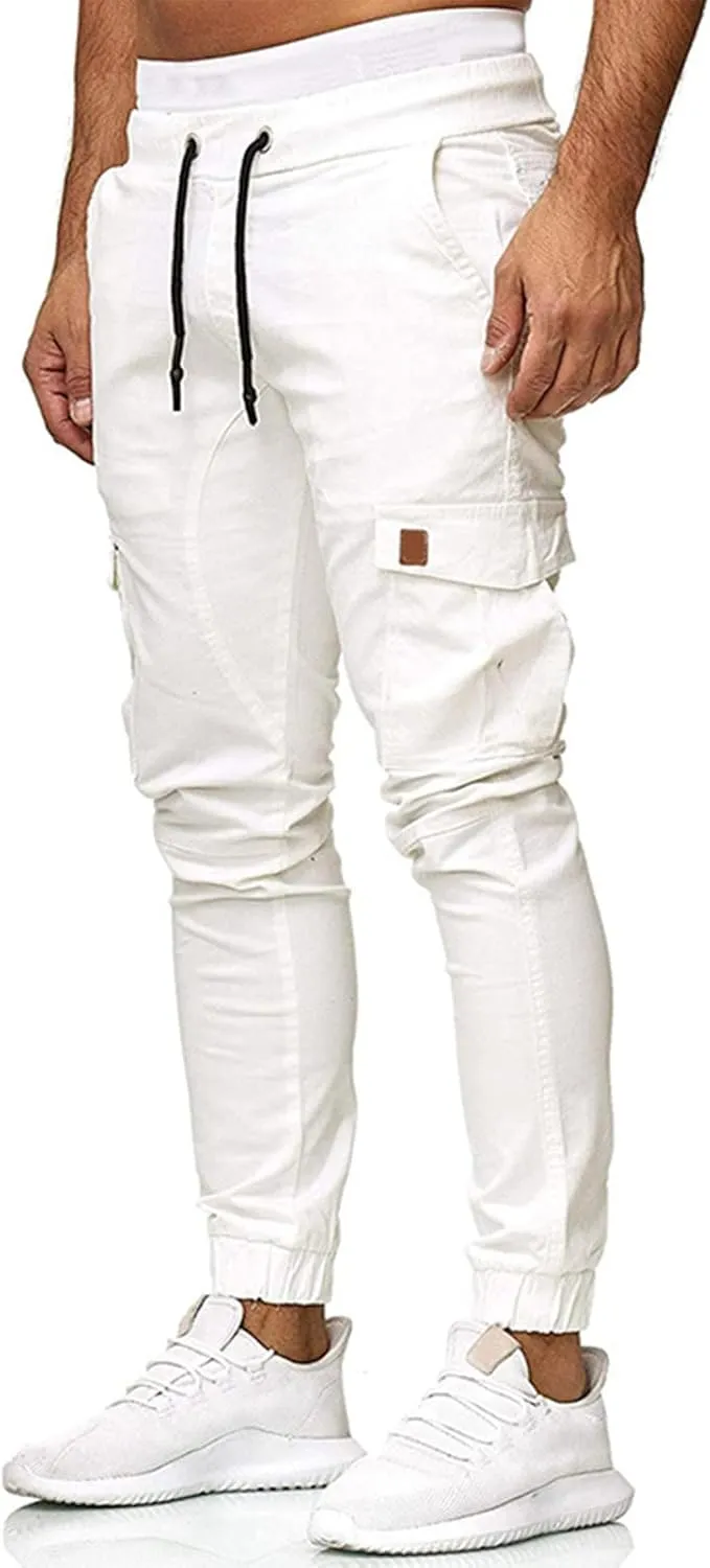 Men's Athletic Joggers Stretch Sweatpants with Zipper Pockets Running Workout Gym Track Golf Pants for Men