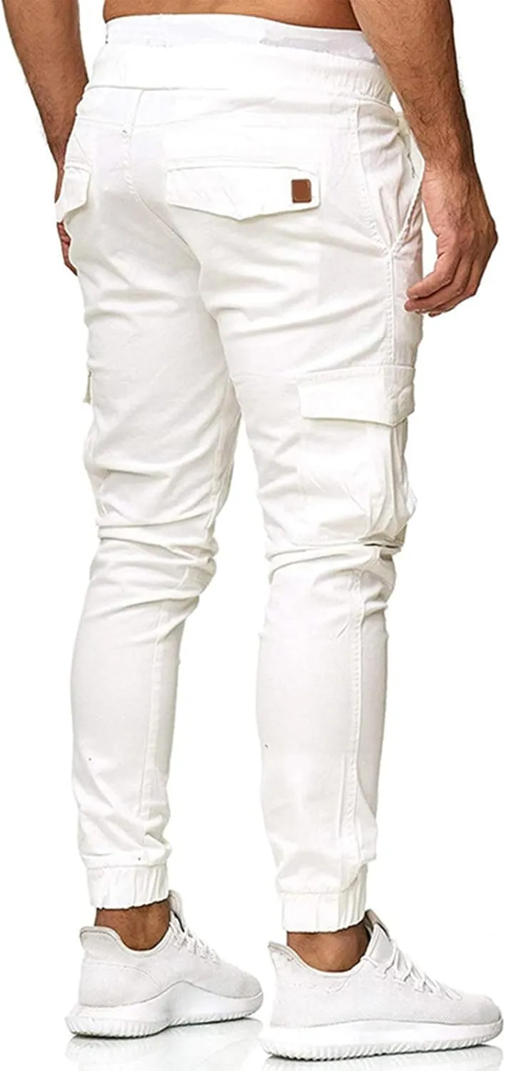 Men's Athletic Joggers Stretch Sweatpants with Zipper Pockets Running Workout Gym Track Golf Pants for Men