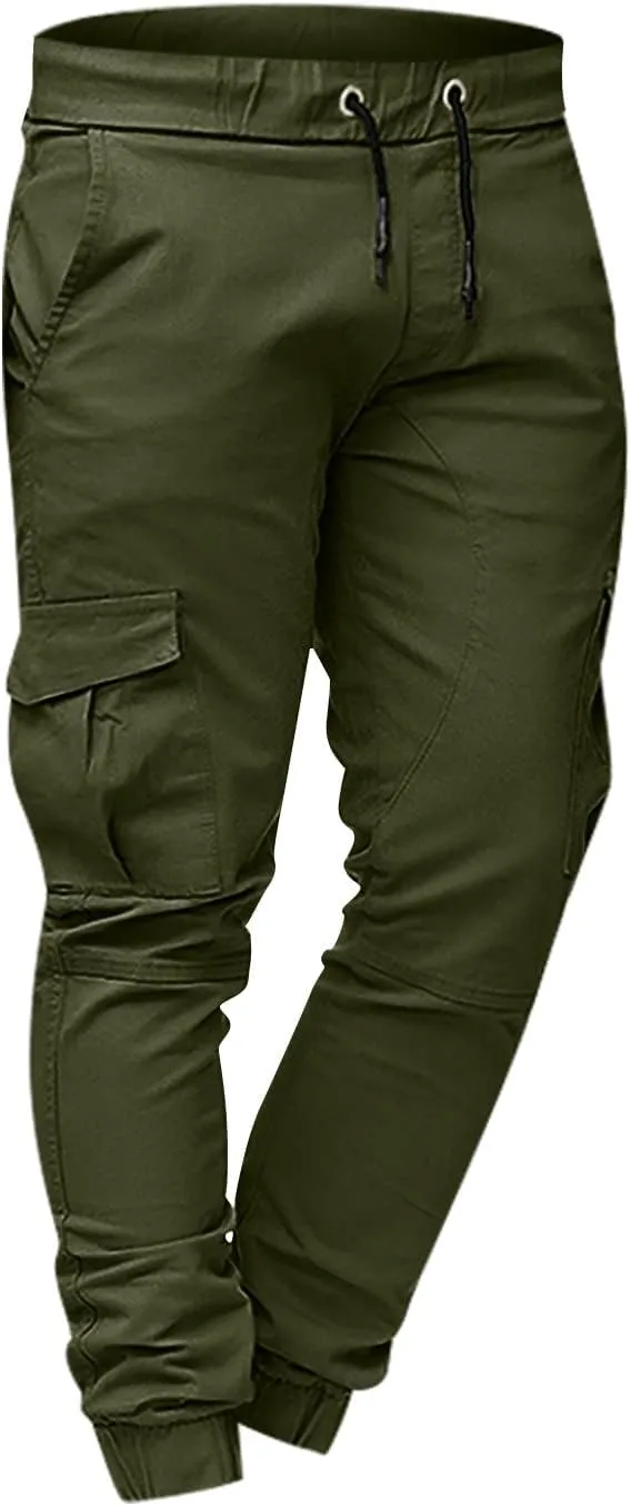 Men's Athletic Joggers Stretch Sweatpants with Zipper Pockets Running Workout Gym Track Golf Pants for Men