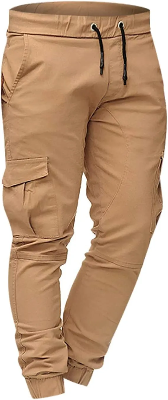 Men's Athletic Joggers Stretch Sweatpants with Zipper Pockets Running Workout Gym Track Golf Pants for Men