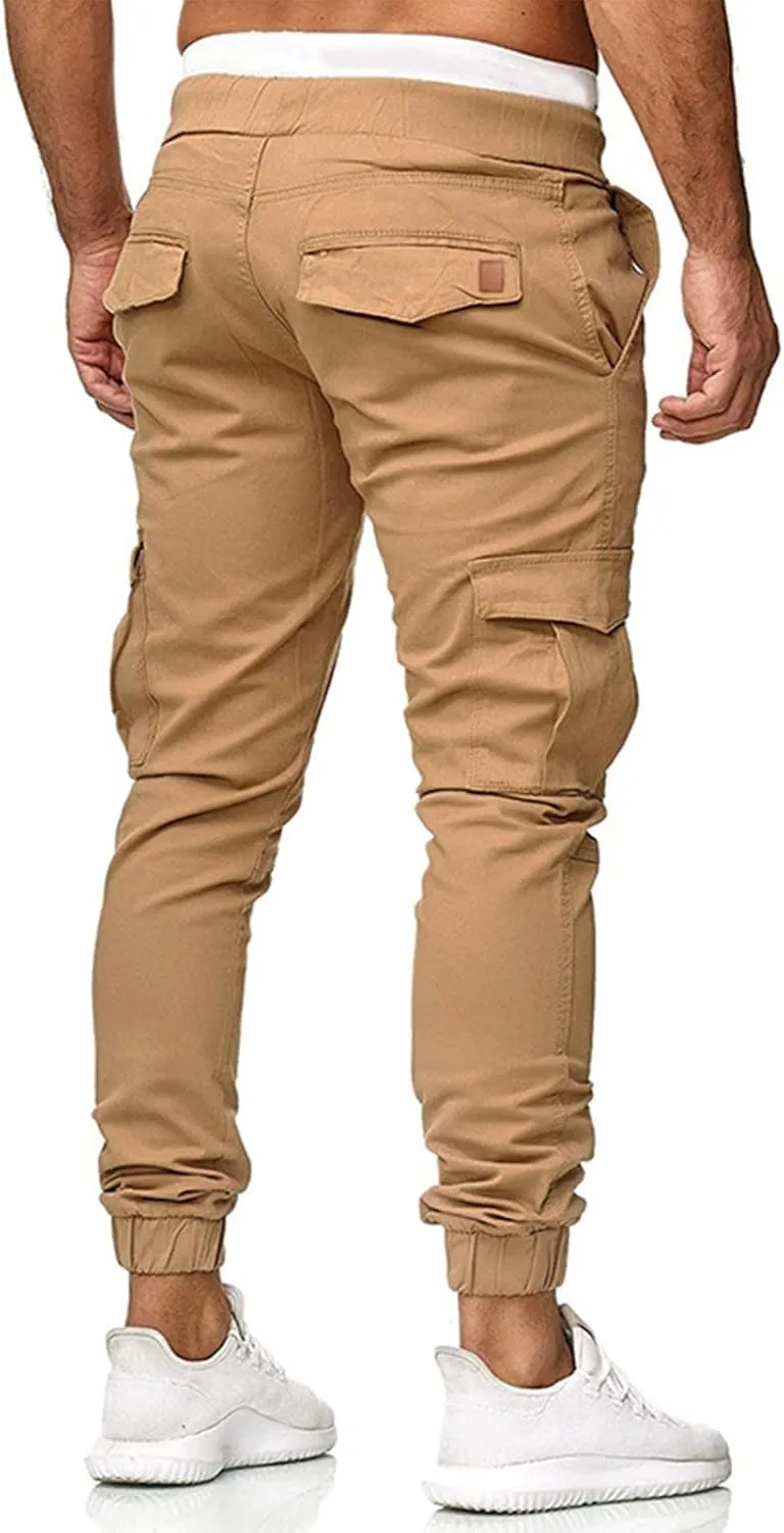 Men's Athletic Joggers Stretch Sweatpants with Zipper Pockets Running Workout Gym Track Golf Pants for Men