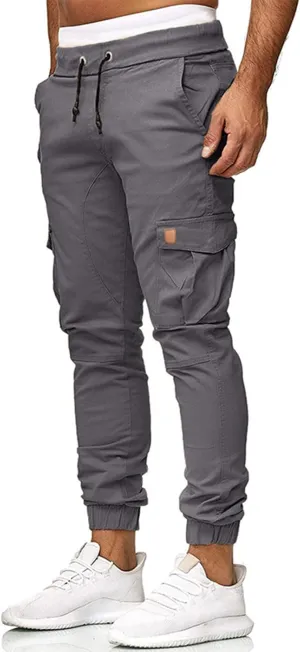Men's Athletic Joggers Stretch Sweatpants with Zipper Pockets Running Workout Gym Track Golf Pants for Men