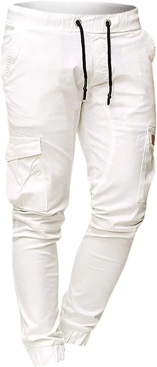 Men's Athletic Joggers Stretch Sweatpants with Zipper Pockets Running Workout Gym Track Golf Pants for Men