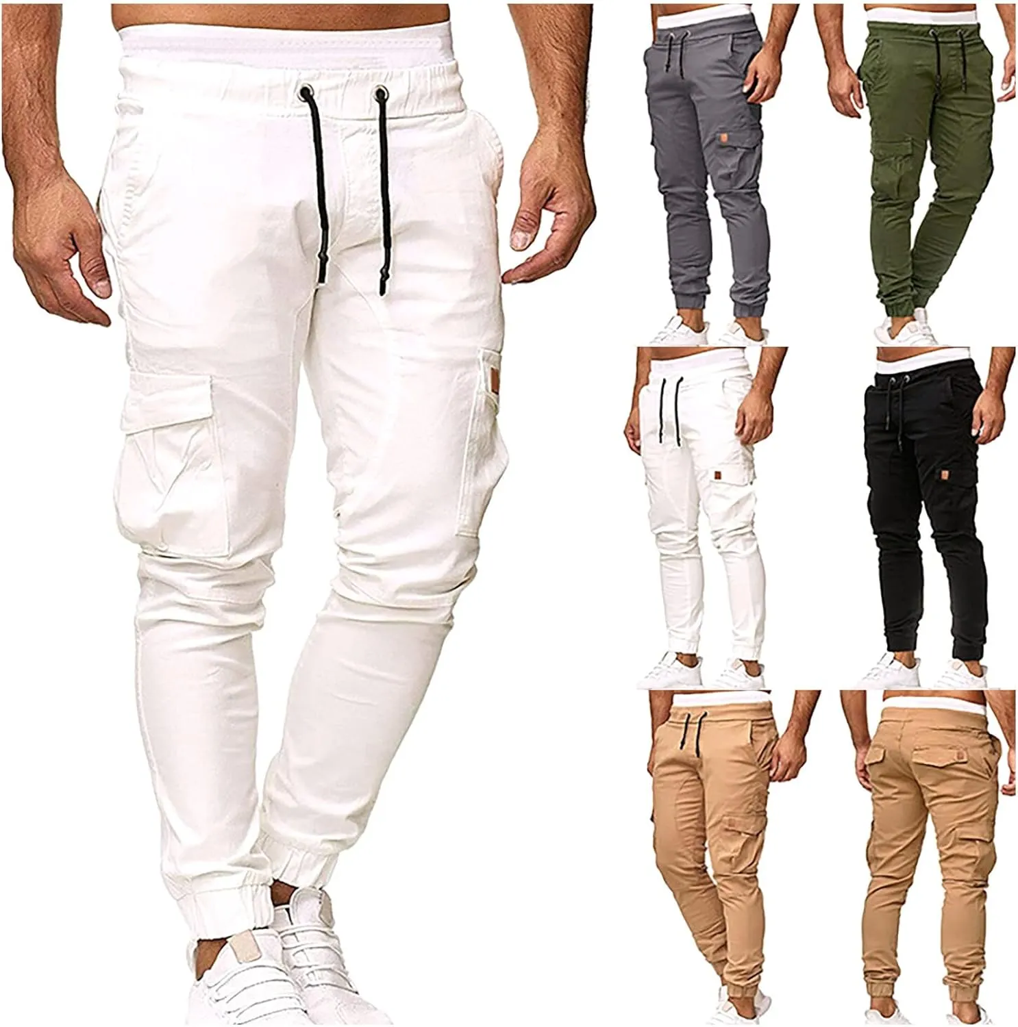Men's Athletic Joggers Stretch Sweatpants with Zipper Pockets Running Workout Gym Track Golf Pants for Men