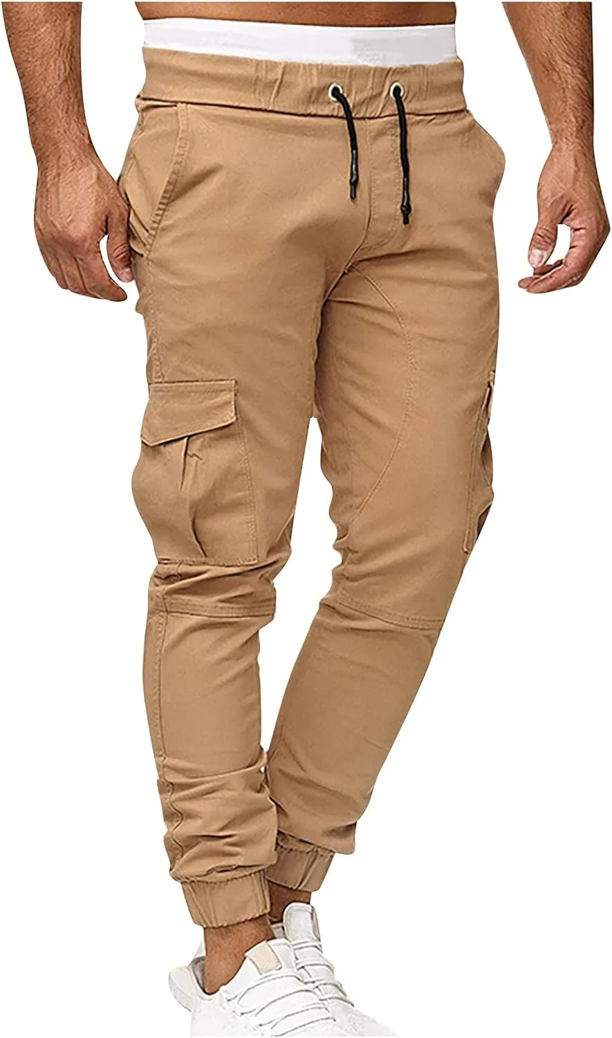 Men's Athletic Joggers Stretch Sweatpants with Zipper Pockets Running Workout Gym Track Golf Pants for Men