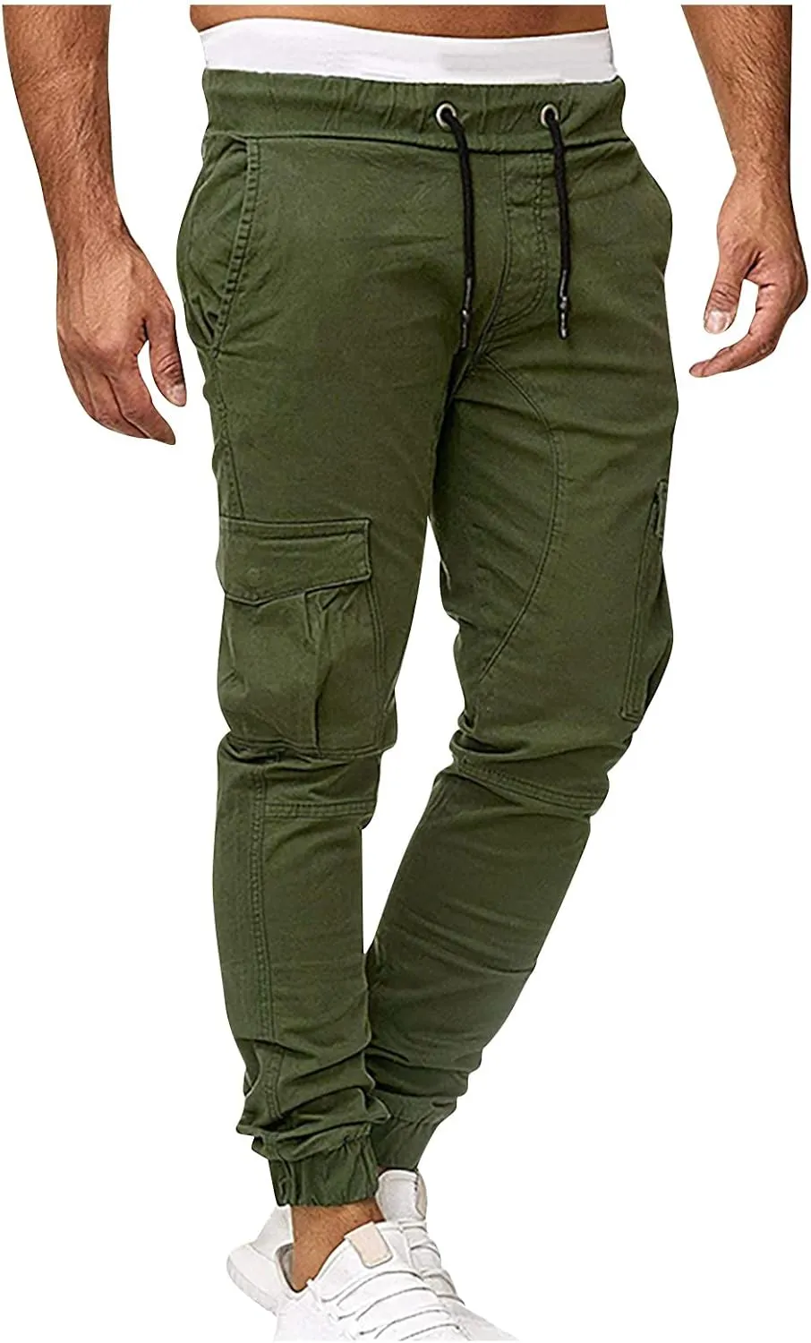 Men's Athletic Joggers Stretch Sweatpants with Zipper Pockets Running Workout Gym Track Golf Pants for Men