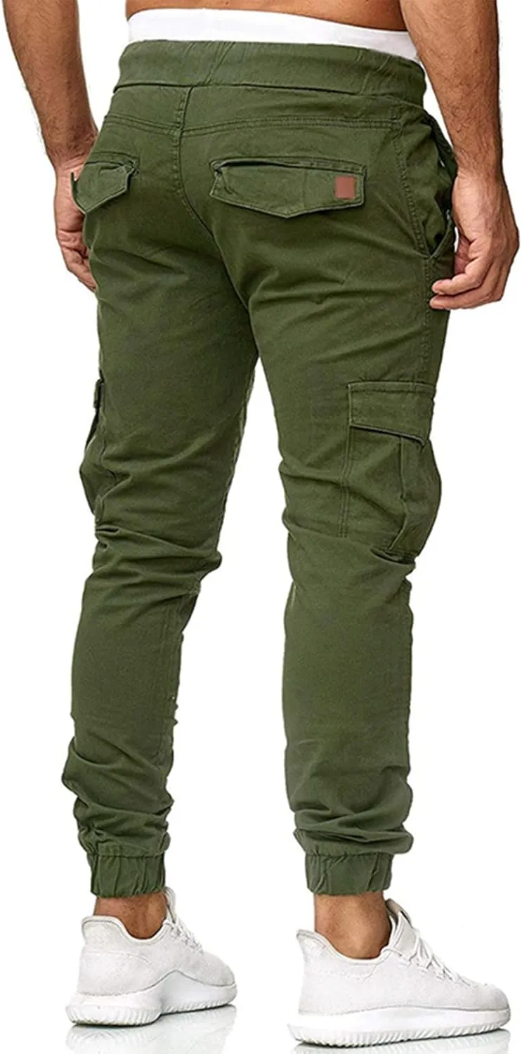 Men's Athletic Joggers Stretch Sweatpants with Zipper Pockets Running Workout Gym Track Golf Pants for Men