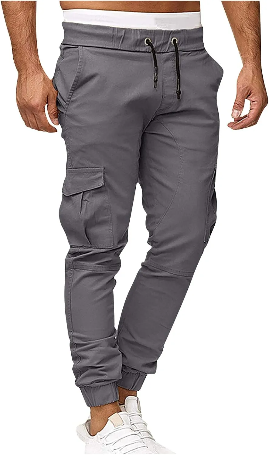 Men's Athletic Joggers Stretch Sweatpants with Zipper Pockets Running Workout Gym Track Golf Pants for Men