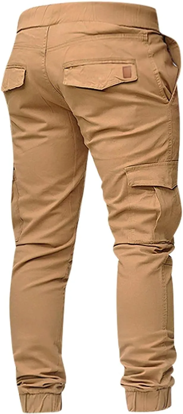 Men's Athletic Joggers Stretch Sweatpants with Zipper Pockets Running Workout Gym Track Golf Pants for Men