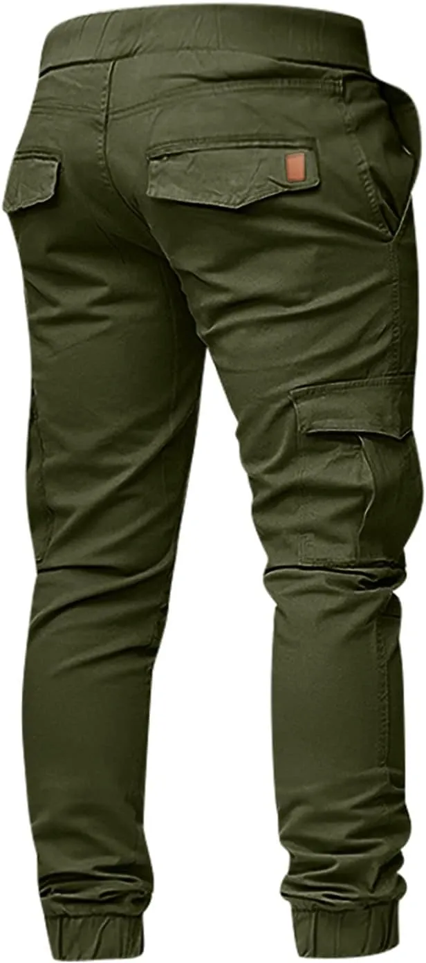 Men's Athletic Joggers Stretch Sweatpants with Zipper Pockets Running Workout Gym Track Golf Pants for Men
