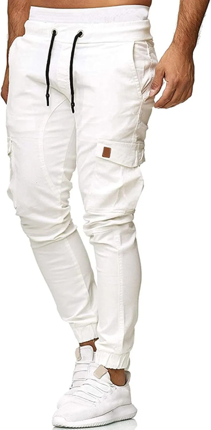 Men's Athletic Joggers Stretch Sweatpants with Zipper Pockets Running Workout Gym Track Golf Pants for Men