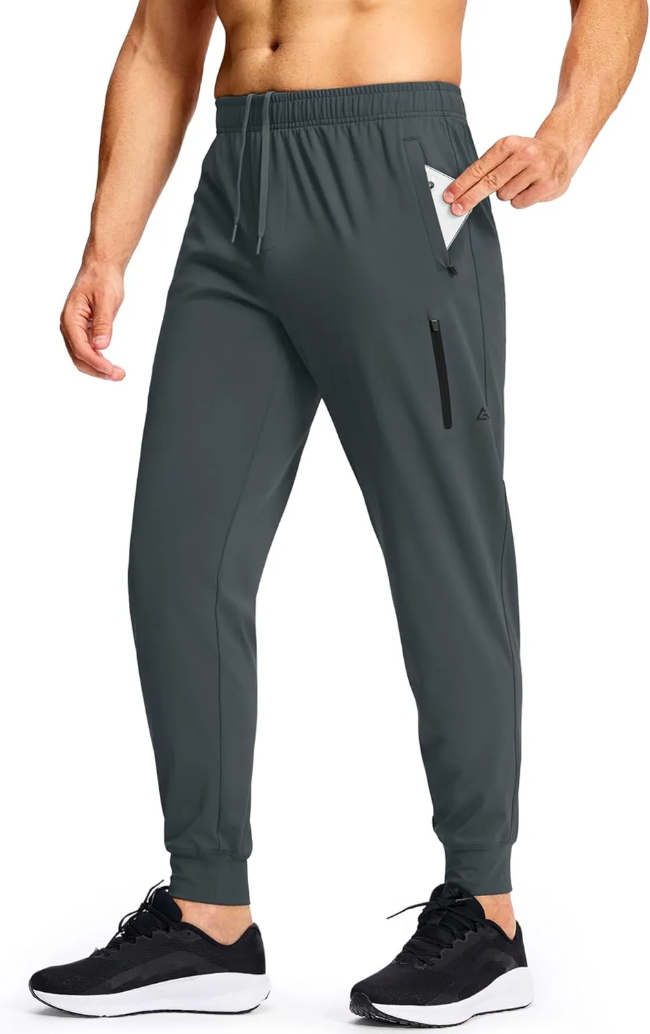 Men's Athletic Joggers Sweatpants with Zipper Pockets Running Gym Track Workout Pants for Men